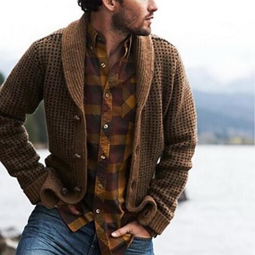 Men Cardigan Sweater 2020Autumn And Winter New Mens Long-sleeved Sweater Lapel Cardigan Button Knit Sweater Coat Tide Warm