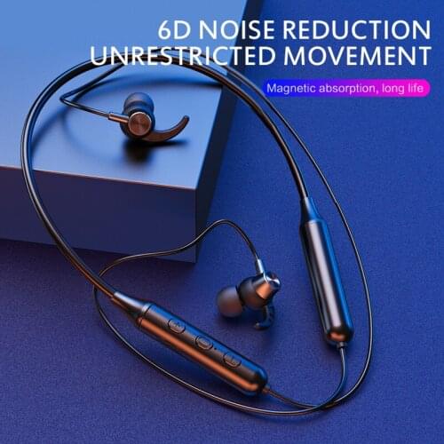 New Bluetooth 5.0 Wireless Sports Earphones Stereo Immersive Music Earphones Hanging Neck Metal Magnet Bluetooth Earphones