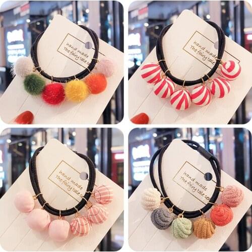 New Children Cute Candy Mix Hairball Elastic Hair Bands Girls Ponytail Holder Srunchies Rubber Bands Kid Lovely Hair Accessories