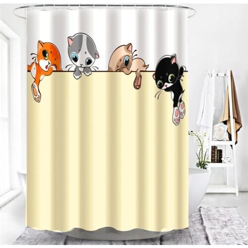Naughty Cats Over The Wall Waterproof Bathroom Shower Curtains Bath Door Decor Blackout Screen Living Room Bedroom 3D Curtains