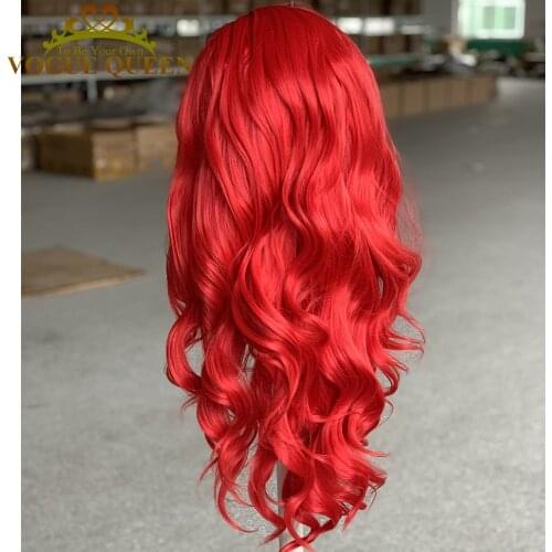 Vogue Queen Red Synthetic Lace Front Wig Loose Curly Heat Resistant Fiber Cosplay Wigs For Women