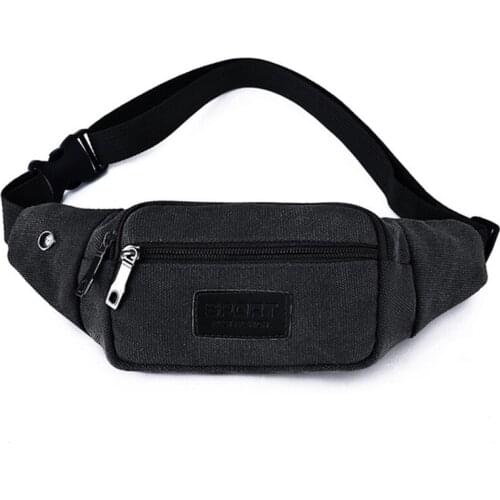 1 Pc Casual Canvas Waist Bag Waist Bag Mobile Phone Bag Banana Bag Fanny Pack Men