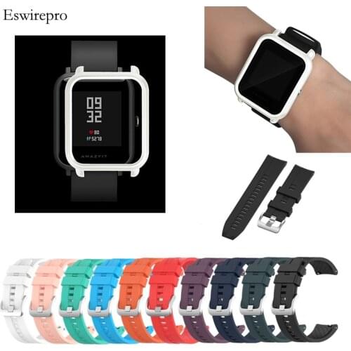 Watch Strap Cases Cover For Amazfit Bip Silicone Bracelet Pc Protector Cover Bumper Smart Accessories Set Amazfit Bip ремешок