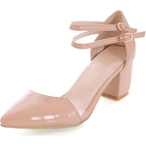 Oversized high heels sandals women shoes woman summer ladies Shallow-mouthed buckle square-heeled sandals