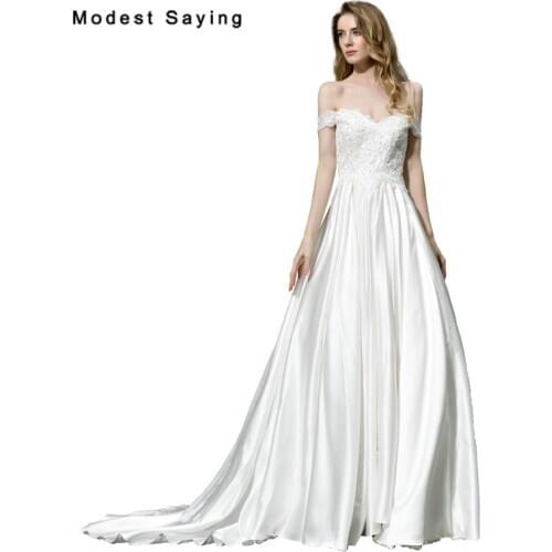 Sexy Ivory A-Line Sweetheart Beaded Lace Wedding Dresses 2020 Backless Formal Women Summer Satin Bridal Gowns vestido de noiva