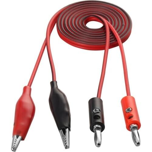 4mm Injection Banana Plug To Shrouded Copper Electrical Clamp Alligator Clip Test Cable Leads 1M For Testing Probe