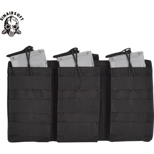 SINAIRSOFT Tactical Triple Open Top 5.56 223 Military Fast Tactical Magazine Pouch MOLLE Mag Tri Holster Ammo Bag Nylon LY2040