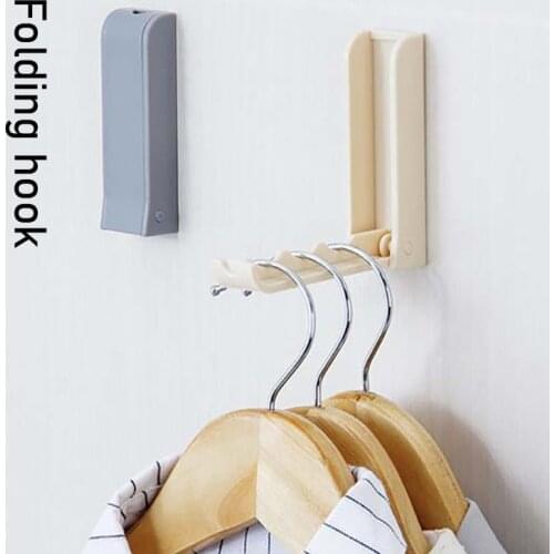 Foldable Hanging Hook Bathroom Kitchen Hanging Self Adhesive Traceless Storage Holders Accessories Hook Up Door Hooks Hangers