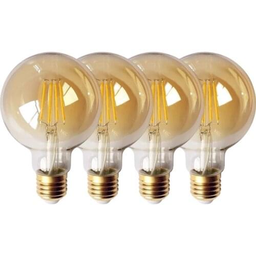 4pcs/Lot 2021 Rushed Sale Ce Rohs Decor Retro Edison Led Filament Bubble Ball Bulb G80 6w 2700K 220v For Home Bedroom Decoration