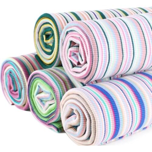 Rainbow Stripe Knitted Fabric lycra cotton knitted fabric DIY sewing T-shirts dress fabric