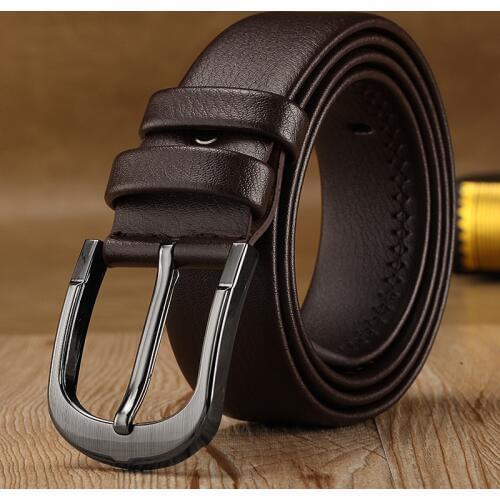 High Quality Pin Buckle Designer Men Belts Faux Leather Belt Man Business Strap Male Belts 120 CM Black Brown KZR001