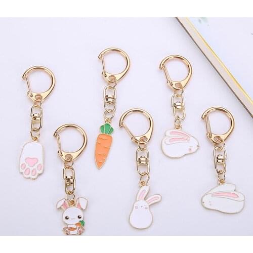 High Quality Cute Rabbit Bunny Carrot Car Keychain Key Ring Pendant Bag Ornament Decor Gift колечки для брелоков ciondoli angeli