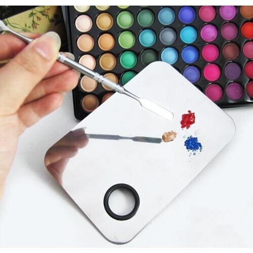 1 Set Stainless Steel Makeup Palette Mixer Spatula Rod Mixing Plate Foundation Eyeshadow Nail Art Cosmetic Tool Kit
