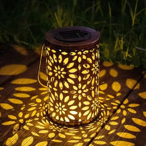 1pc Flower Pattern Solar Light Retro Hanging Lantern Waterproof Outdoor Garden LED Decoration Exquisite Lighting Lamp