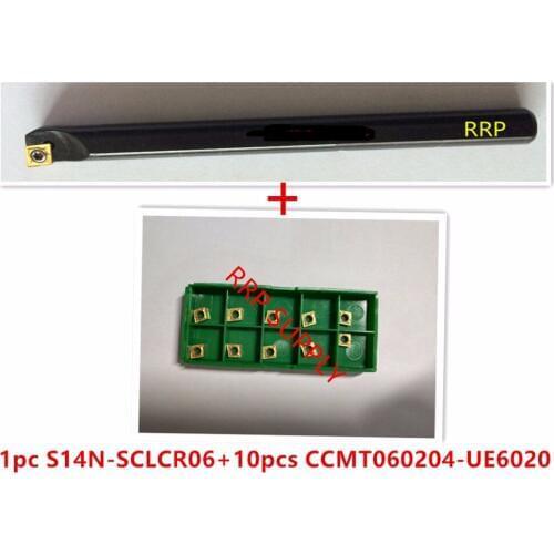 1pc S14N-SCLCR06+10pcs CCMT060204-UE6020, 95 degree, internal turning tool