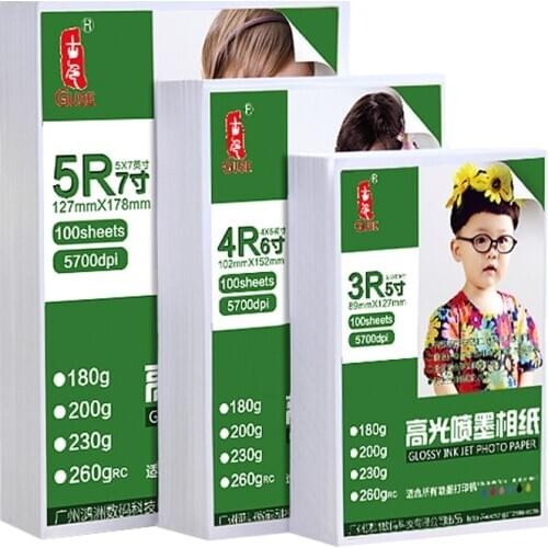 100 Sheets Glossy 4R 6inch 4x6 cast coated Photo Paper cc color waterproof photo paper for Inkjet Printer Paper
