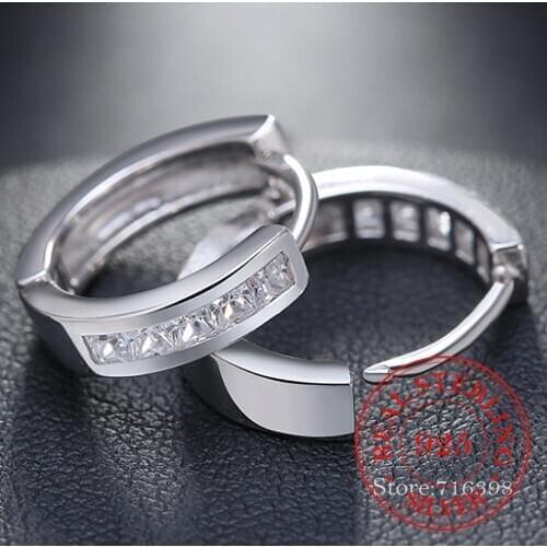 925 Sterling Silver Crystal Charm Stud Earrings For Women Grils Kids Wedding Gift Female pendientes