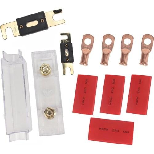 Car PC Plastic + Copper Black + Silver Stereo Audio Inline ANL Fuse Holder with 200A 300 Amp ANL для автомобиля Fuses Kit