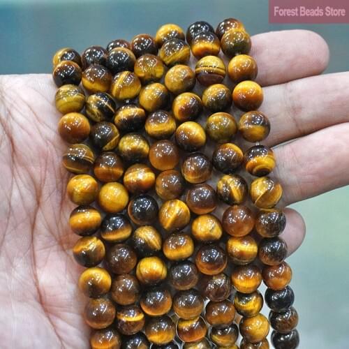 Natural 5A High Quality Brown Gold Tiger Eye Agates Round Beads 15"Strand 4 6 8 10 12 14MM Pick Size for Diy Jewelry Making