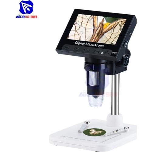 Diymore 4.3 inch LCD Digital Microscope 50X-800X Magnification Endoscope with Plastic Stand 8 LED Light Video Camera Microscope
