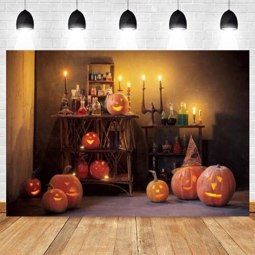 Halloween Background For Photography Pumpkin Lantern Room Interior Backdrop Vinyl Photo Studio Photophone Photocall Photozone