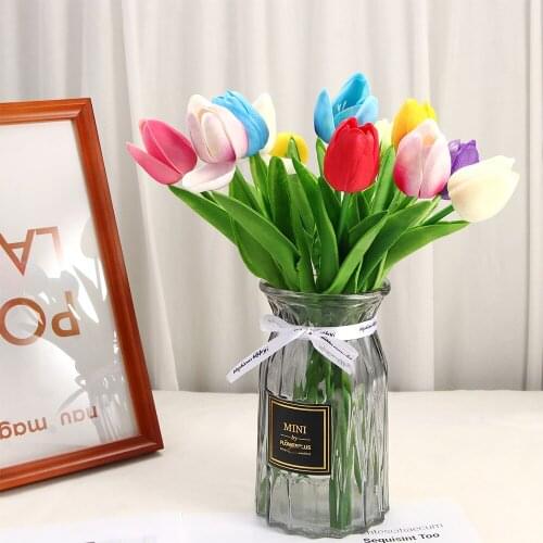 5PCS Tulip Artificial Flower Real Touch Artificial Bouquet Fake Flower for Wedding Decoration Flowers Home Garen Decor