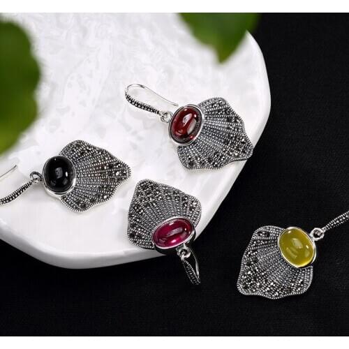 2018 Time-limited Limited Brinco Sterling Antique Upscale Fan-shaped Mosaic Jade Crystal Lady Coin Earrings Jewelry Wholesale