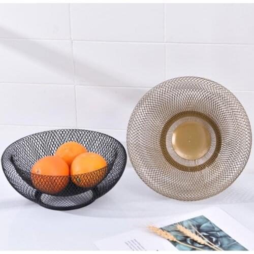 Fruit Basket Sturdy Double-layered Wrought Iron Household Desktop Fruit Basket for Home