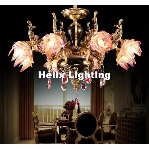 Modern European Antique Brass Zinc Alloy Candle Crystal Chandelier E14 LED Light For Bedroom Dinning Room Lounge Area Hotel Lamp