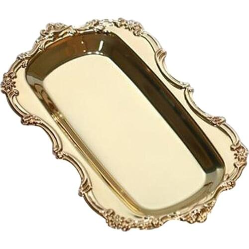 European Retro Style Metal Cake Dessert Tray Bread Plate Gold Silver Luxury Butter Box Butter Container Tableware Dinnerware