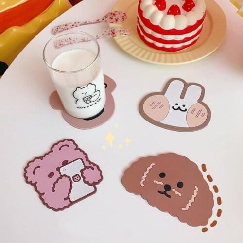 Cute Silicone Table Mat Cartoon Creative Coasters Waterproof Heat Insulation Non-Slip Placemats Milk Coffee Water Bowl Pad 1PC