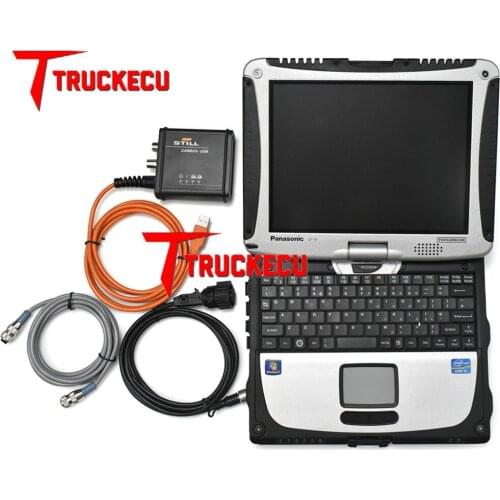 CF19 laptop with heavy duty Forklift Canbox Diagnosis Scanner for linde canbox USB with for Linde pathfinder software