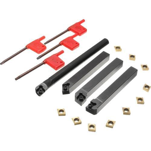 New 10Pcs CCMT09T304 Carbide Insert+4pcs Lathe Turning Tool Holder Set+4pcs Wrench for Lathe Turning Tool Machine Tool Set