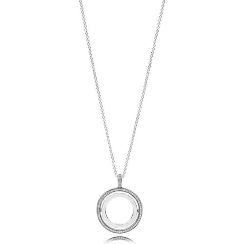 NEW 2018 NEW 100% 925 Sterling Silver Loving Spinning Hearts of Necklace Clear CZ Suitable Gift Clavicle Chain Jewelry