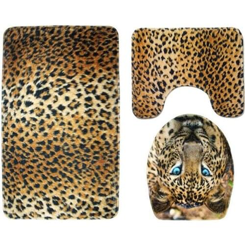 New home bathroom accessories Tiger Leopard pattern toilet floor mat three-piece non-slip absorbent bathroom mat three-piece