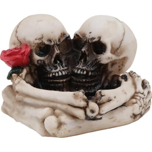 Couple Skeleton Ashtray Resin Skull Ghost Statue Craft Ash Tank Skeleton Head Sculpture Container Home Office Bar Ornament