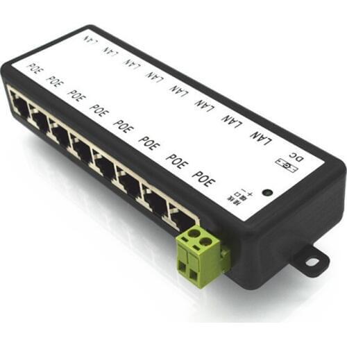 8Ports POE Injector POE Splitter for CCTV POE IP Camera Power Over PoE Power Adapter Ethernet Power Supply Input DC12V-DC48V