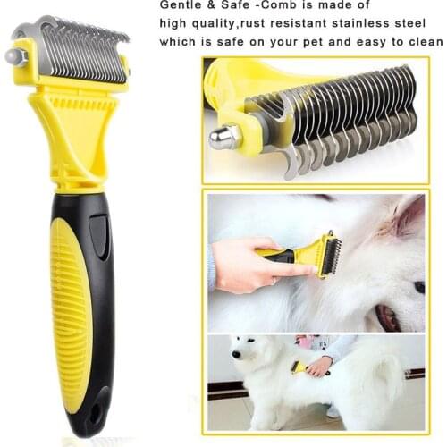 Pet Knot-opening Comb With Double Hooks To Remove Floating Hair Double-sided Blade Dehairing Comb Cleaning And Grooming Comb