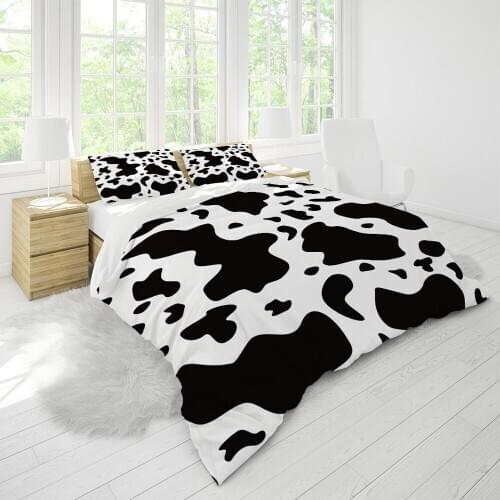 Luxury Twin Bedding Sets Teen Black and White Cow Stripes Childrens Cute Duvet Cover Modern Pillowcases Kawaii Reactive Printing