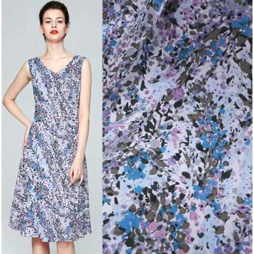 Digital Floral Printed Fabric Silk Double Joe Fabric Smooth Drape Natural Anti-wrinkle for Dresses Chinese Cheongsam by Meter