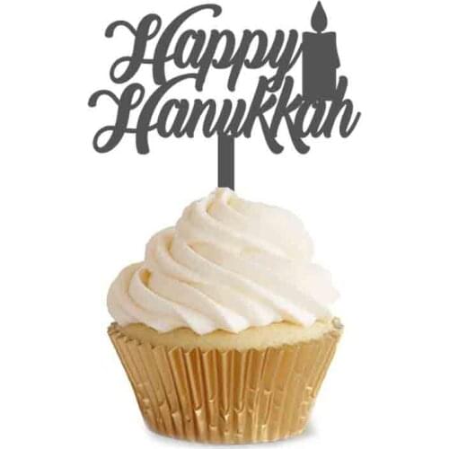 5 Pieces Mini Size 8x10cm Happy Hanukkah Acrylic Cake Topper For Chanukah Party Decoration Hanukkah Topper MT001