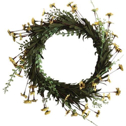 18 Inch Yellow PE Daisy Sunflower Wreath Primitive Cottage Chic Rustic Decor Wreath