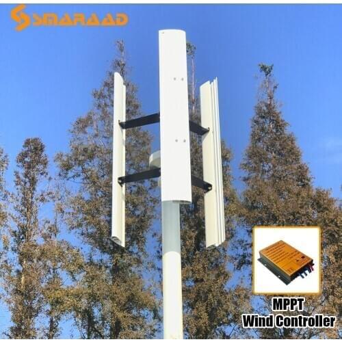 400w 600w vertical axis wind turbine generator 12v /24/48v 3 phase AC with wind solar hybrid charge controller optional