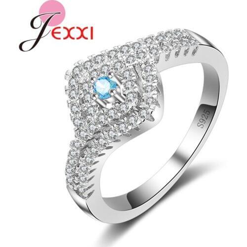 Women Silver Rings For Bridal Wedding Jewelry Fashion Valentines Days Gift Cubic Zirconia Crystal Party Rings