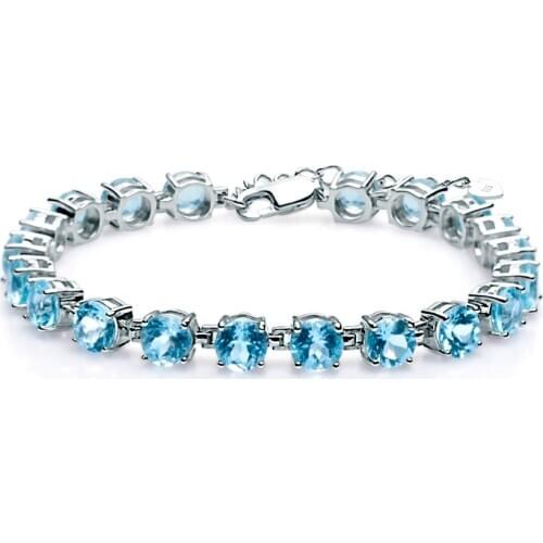 Gems Ballet 925 Sterling Silver Gemstone Bracelet 22.11Ct Natural Sky Blue Topaz Bracelets & Bangles For Women Fine Jewelry
