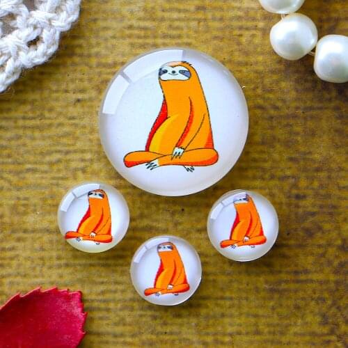 12mm 25mm 14mm 16mm 18mm 20mm Photo Glass Cabochons Round Cameo Set Handmade Settings Sloth 01