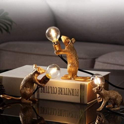 3pcs/1pc Modern Resin Mouse Led Night Lights Christmas Halloween Decorations for Room Bedroom Table Lamp New Year Creative Gifts