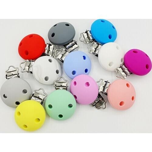 3Pcs Round Silicone Pacifier Clips Infant Soother Clasps Holders DIY Teether Beads Accessories Porta Chupetes Bebé Chupete Clip