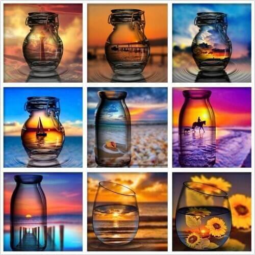 5D diamond painting full diamond landscape mosaic embroidery decoration in the new cup home decoration