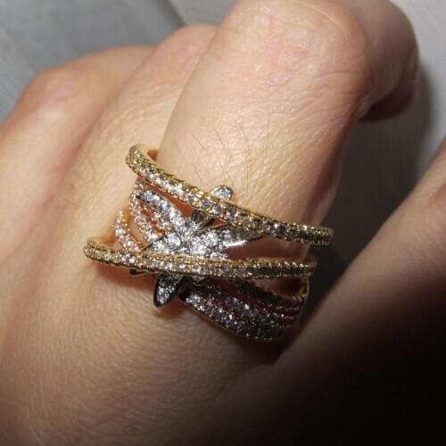 Promotion hot sale Women classic fashion cubic zircon geometric mixed multi color dragonfly ring designer copper party jewelry